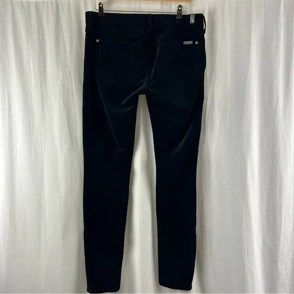 7 For All Mankind Skinny Black Velvet Jeans Size 29 - Picture 3 of 8